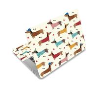 PLIGREAT Calcomanía para portátil de 15 pulgadas, calcomanías de dibujos animados de perro salchicha para portátiles de 12 a 15 pulgadas, calcomanías universales de vinilo extraíble para cuaderno