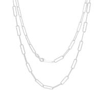 PLIGREAT Collar de plata de ley 925 con clip de papel, cadena de eslabones de clip de papel de 51 cm, collar ajustable con cierre de langosta para mujer, decoración de joyería