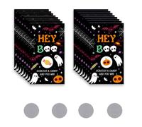 PLIGREAT Hey Boo - Juego de 120 tarjetas de Halloween para rascar, tarjetas para revelar, boletos de rifa para premio de lotería de caramelos de calabaza, caramelos, para fiestas de Halloween, juegos