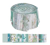 PLIGREAT Jelly Roll - Tela acolchada de algodón verde, 40 unidades, 6,5 x 100 cm, a rayas, precortada, patchwork para acolchar y coser, 20 paquetes de estampado floral diferentes para paños