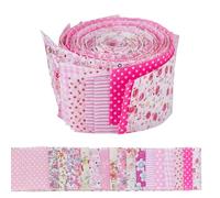 PLIGREAT Jelly Roll Telas 40 unidades de tela acolchada de algodón 6,5 × 100 cm, a rayas precortadas, patchwork para acolchar y coser, 20 paquetes de estampado floral diferentes para paños