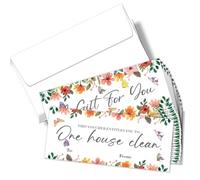 PLIGREAT Juego de 40 vales de regalo en blanco para limpieza del hogar, vales de regalo creativos con sobres para clientes comerciales, productos de limpieza para el hogar y cupones de clientes, 17 x
