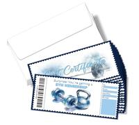 PLIGREAT Juego de 40 Vales de Regalo para Miembros del Gimnasio Vaces de Regalo Creativos Vacíos Con Sobres Para Empresas Gimnasios Entrenadores Cumpleaños Y Clientes 17 x 8 5 cm