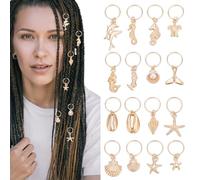 PLIGREAT Juego de 48 pinzas para el pelo con diseño de concha de playa con temática de océano dorado, pinzas para el pelo de aleación para mujeres y niñas, trenzas de pelo, coleta de caballo,
