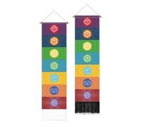 PLIGREAT Pack de 2 Tapices de Pared con Patrón de Chakra Colorido Yoga Tapiz de Pared con Borlas Chakra Meditaciones Tapiz para Dormitorio Salón Decoración del Hogar Tapices Arte Colorido 130 x 33 cm