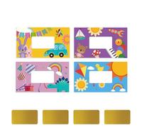 PLIGREAT Paquete de 120 tarjetas para rascar de estilo de dibujos animados con calcomanías, haz tus propias tarjetas de recompensa para rascar para ganar, tarjetas de cupón para pequeñas empresas,