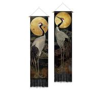 PLIGREAT Paquete de 2 tapices largos de estilo japonés, diseño de grulla, estético, largo y estrecho, para colgar en la pared, para dormitorio, sala de estar, baño, oficina, decoración del hogar, 130