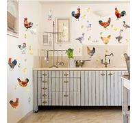 PLIGREAT Pegatinas de pared de aves de corral gallo de gallo de pollo, pegatina de pared de vinilo removible para la sala de estar de la granja tienda de granja decoración del hogar