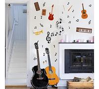 PLIGREAT Pegatinas de Pared de Instrumentos Musicales, Pegatinas Extraíbles de Colorido Notación Musical para Salas de Música Bandas de sótano Decoraciones de Pared de Dormitorios para Adolescentes