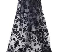 PLIGREAT Tela de encaje bordado floral de 1,5 m de ancho, exquisita tela de encaje de tul rosa negra para boda, vestido de novia, fiesta, vestido de noche, decoración del hogar, diseño de ropa de