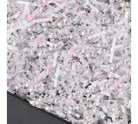 PLINJOY Relleno de papel de corte arrugado blanco de diamante de 4 onzas para cesta de regalo, confeti triturado, caja de papel, relleno de cesta de Pascua, cajas de regalo de hierba