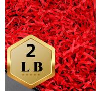 PLINJOY Relleno de papel de corte arrugado de 2 libras para cesta de regalo, confeti triturado, caja de papel, relleno de cesta de Pascua, hierba (rojo)