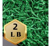 PLINJOY Relleno de papel de corte arrugado de 2 libras para cesta de regalo, confeti triturado, caja de papel, relleno de cesta de Pascua, hierba (verde)