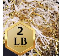 PLINJOY Relleno de papel de corte arrugado de 2 libras para cesta de regalo, confeti triturado, caja de papel, relleno de cesta de Pascua, hierba (blanco dorado)