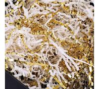 PLINJOY Relleno de papel de corte arrugado de 3.5 onzas para envolver regalos, relleno de cesta para caja de cumpleaños, cesta de hierba para decoración de fiestas, Navidad, Día de la Madre (dorado y