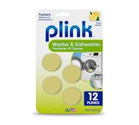 Plink Ambientador y limpiador para lavadora y lavavajillas, evita residuos, elimina olores en electrodomésticos de cocina y lavandería, apto para sépticos, aroma a limón fresco, 3 paquetes de 4, 12