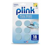Plink Fizzy - Ambientador y limpiador de drenaje, evita la acumulación de obstrucciones y elimina los olores del fregadero en baños, cocinas y hogares, apto para sépticos, aroma a limón, 3 paquetes de