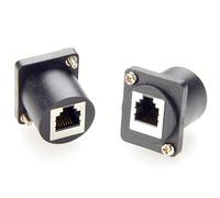 Plinkwirekb Adaptador de alimentación de montaje en panel tipo D RJ11/RJ12 6P6C, conector de montaje empotrado CAT3 hembra a hembra, enchufe de paso de teléfono, paquete de 5