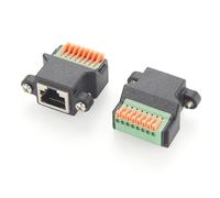 Plinkwirekb Adaptador de terminal de tornillo RJ45, Cat5e Ethernet hembra a bloque de terminales de 8 pines, tipo D, conector mamparo para control industrial, CCTV, DVR, extensión de red