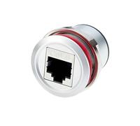 Plinkwirekb Profinet - Adaptador Ethernet RJ45 Cat6 hembra a hembra, conector redondo de montaje en panel empotrado, conector de alimentación a través de mamparo roscado, acoplador de red LAN fijo