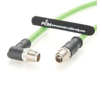Plinkwirekb Right Angle M12 X-Code - Cable Ethernet industrial macho a macho (cat. 6A, 5 m, 8 pines, 10 Gbps, apantallado, para automatización de fábricas y robótica)