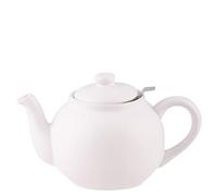 PLINT Simple & Stylish Ceramic Teapot, Globe Teapot with Stainless Steel Strainer, Ceramic Teapot for 6-8 cups, 1500 ml Ceramic Teapot, Flowering Tea Pot, TeaPot for Blooming Tea, White