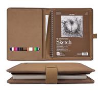 Plinyvel Funda para cuaderno de bocetos para viajes con soporte para lápices, cuaderno de bocetos de 5.5 x 8.5 pulgadas y bloc en espiral de 5.5 x 8.5 pulgadas, almacenamiento de suministros de arte