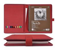 Plinyvel Funda para cuaderno de bocetos para viajes con soporte para lápices, cuaderno de bocetos de 5.5 x 8.5 pulgadas y bloc en espiral de 5.5 x 8.5 pulgadas, almacenamiento de suministros de arte