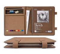 Plinyvel Funda para cuaderno de bocetos para viajes con soporte para lápices, cuaderno de bocetos de 9 x 12 pulgadas y bloc en espiral de 9 x 12 pulgadas, almacenamiento de suministros de arte para