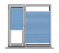 Plisado sin Taladrar, 80 x 80 cm Antideslumbramiento y Privacidad, Cortina Plisada para Puerta Pegar para completar la instalación, para Interior/Exterior, Azul Cielo