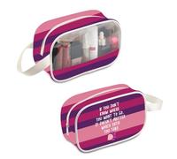 PLITI Alice - Bolsa de maquillaje con diseño de gato sonriente, color rosa y morado, diseño de gato sonriente, regalo para amantes de los gatos de dibujos animados, Path You Take Mbu, moda