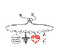 PLITI Asistente médico regalo de graduación asistente médico regalo de graduación She Believed She Could So She Did MA Charm brazalete, M, Acero inoxidable, Sin gemas.