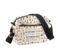 PLITI Bolsa cruzada de suricata, regalo para amantes de las suricatas, con texto en inglés "I Might Look Like I'm Listening I'm Thinking About Meerkats", bolsa de viaje, Acerca de Meerkats Cbu, 24.5*8