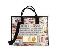 PLITI Bolsa de mano para amantes de los libros, regalo para mujeres amantes de la lectura, regalo bibliófilo de gusano de biblioteca, regalo de jubilación, Life Like Book Teu, medium