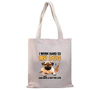 PLITI Bolsa de mano para perro de pug amante de pug regalo de pug mamá regalo divertido perro de pug bolsa de hombro de lona, Pug Better Life Tgu, M
