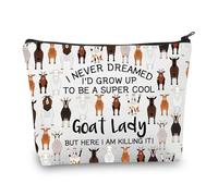 PLITI Bolsa de maquillaje de cabra, regalo para amantes de las cabras, regalo para mamá, regalo de granjero de cabras, regalo para amantes de los animales, regalo temático de cabra, Cool Goat Ladyu,