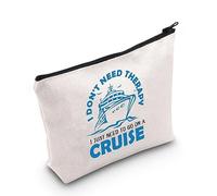 PLITI Bolsa de maquillaje de crucero para mujer, regalo de vacaciones de crucero familiar, I Don't Need Therapy i Just Need to Go On a Cruise Travel Pouch, Therapy Go Cruise Bagu, moda
