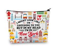 PLITI Bolsa de maquillaje de Nueva York, regalo de viaje de Nueva York, regalo de vacaciones de Nueva York, regalo de vacaciones para niñas, bolsa con cremallera, Might New Yorku, moda