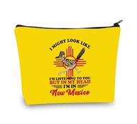 PLITI Bolsa de maquillaje de viaje de Nuevo México, regalo de vacaciones en México, regalo de despedida de soltera, regalo del estado de Nuevo México, regalo con símbolo de Zia, Might New Mexicou,