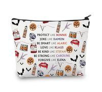 PLITI Bolsa de maquillaje inspirada en vampiros, regalo inspirado en vampiros, regalo inspirado en el programa de televisión de vampiro, Protege a Bonnieu, moda