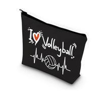 PLITI Bolsa de maquillaje para amantes del voleibol para mujeres y niñas, regalo para jugadores de voleibol, regalo de equipo de voleibol, bolsa de viaje, I Love Volleyball Blu, moda