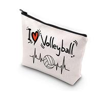 PLITI Bolsa de maquillaje para amantes del voleibol para mujeres y niñas, regalo para jugadores de voleibol, regalo de equipo de voleibol, bolsa de viaje, I Love Volleyballu, moda