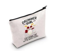 PLITI Bolsa de maquillaje para baterista, regalo para baterista, regalo para baterista, niña como una chica normal, pero mucho más fuerte, Chica baterista Bagu, moda