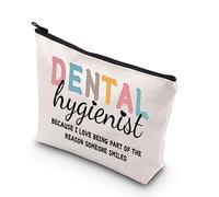 PLITI Bolsa de maquillaje para higienista dental, con texto en inglés "Because I Love being Part of The Reason Someone Smiles DH Student Gift, Higienista dental U, moda