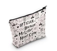 PLITI Bolsa de maquillaje para oftalmólogo, regalo para oftalmólogo, regalo para optometrista, porque mi carta nunca llegó, Letra óptica Bagu, moda