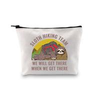 PLITI Bolsa de maquillaje para senderismo de montaña, diseño de perezosos, equipo de senderismo con texto en inglés "We Will Get There When We Get There When We Get There, Bagu de senderismo de