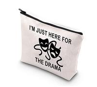 PLITI Bolsa de maquillaje para teatro, regalos para amantes del teatro, regalos dramáticos, estoy aquí para el drama, máscaras de tragedia, bolsa de viaje, Aquí para Drama Bu