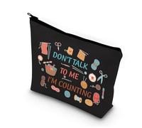 PLITI Bolsa de tejer divertida para tejer con texto en inglés "Don't Talk to Me I'm Counting, para hacer ganchillo, para mamá, abuela, regalo para amantes de la tela, Talk to Counting Blu, moda