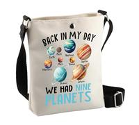 PLITI Bolso cruzado con sistema solar, regalo para profesores de ciencia, Back In My Day We Had Nine Planets, bolso para amantes del espacio exterior, Had 9 Planets Cbagu, 8×7.5×1.8inches