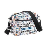 PLITI Bolso cruzado para esquiar, para amantes del esquí, la educación es importante, pero el esquí es importante, regalos para snowboarders, Edu Skiing Cbu